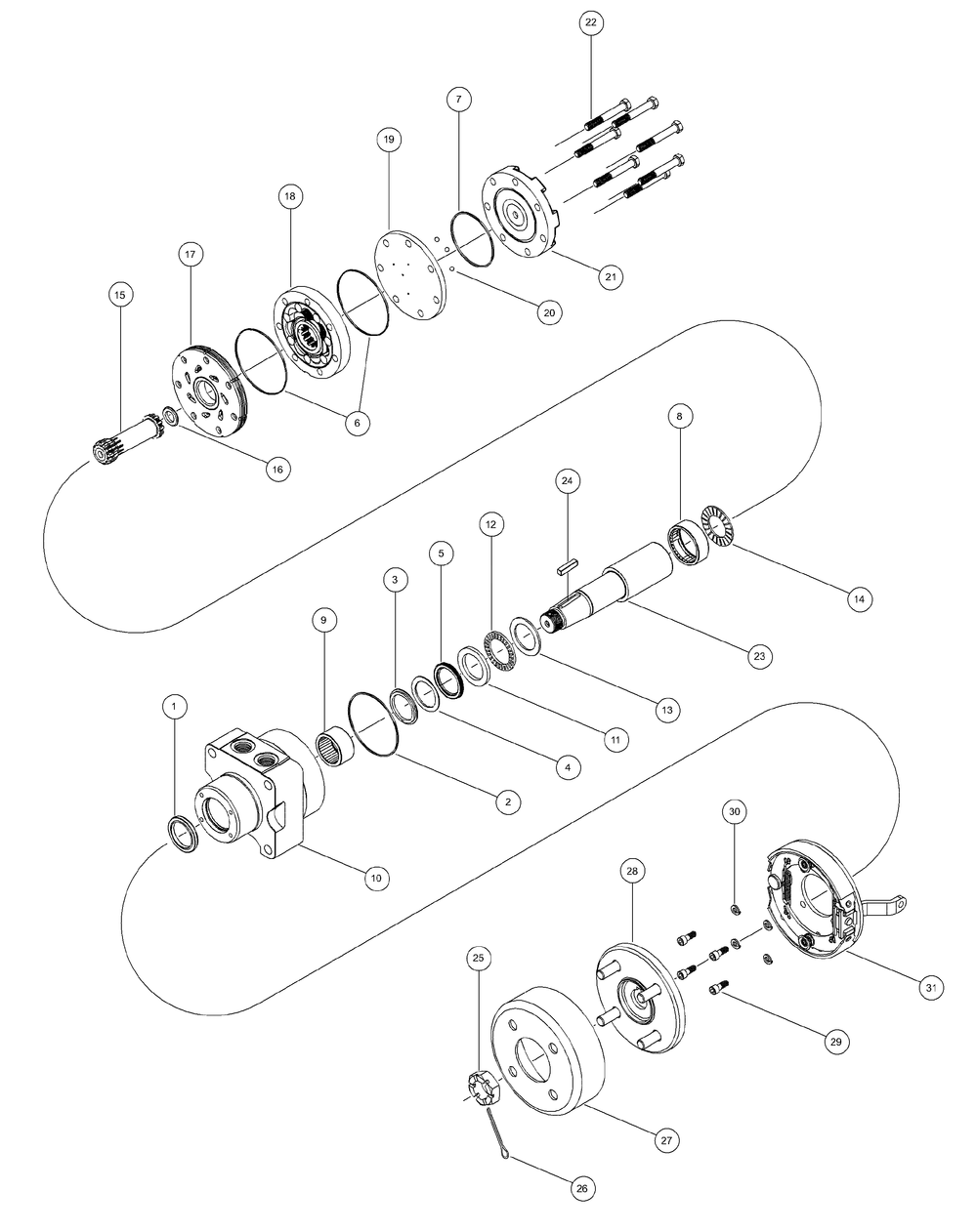 Wheel Motors (White) Diagram and Parts List for M48-KH 53AH8CT2050-25HP Cub Cadet Lawn Tractor